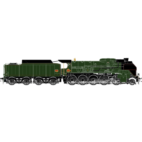 H0 41204DSF – 2-150 P 100 tender 34 P 299 – SNCF – Longueau Ep 3
