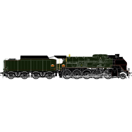 H0 41208 - 2-150 P 104 tender 34 P 50 - SNCF - Somain Ep3